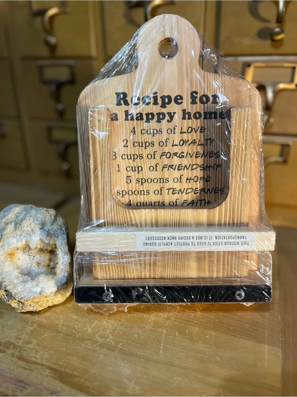 Wooden Recipe Board with Happy Home Quote - Natural Bamboo